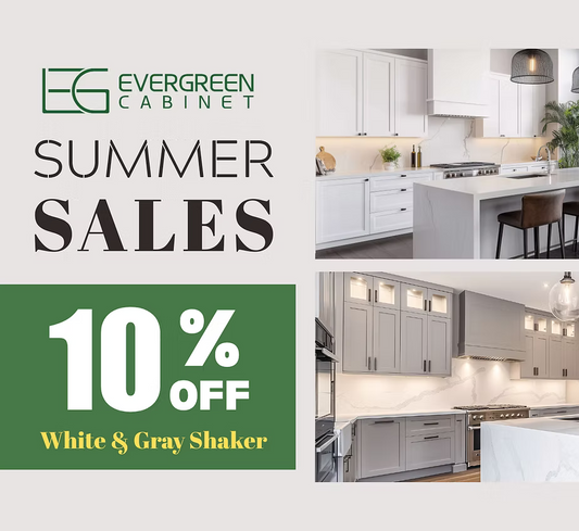 Summer Sale: 10% OFF Slim White & Gray Shaker Cabinets!